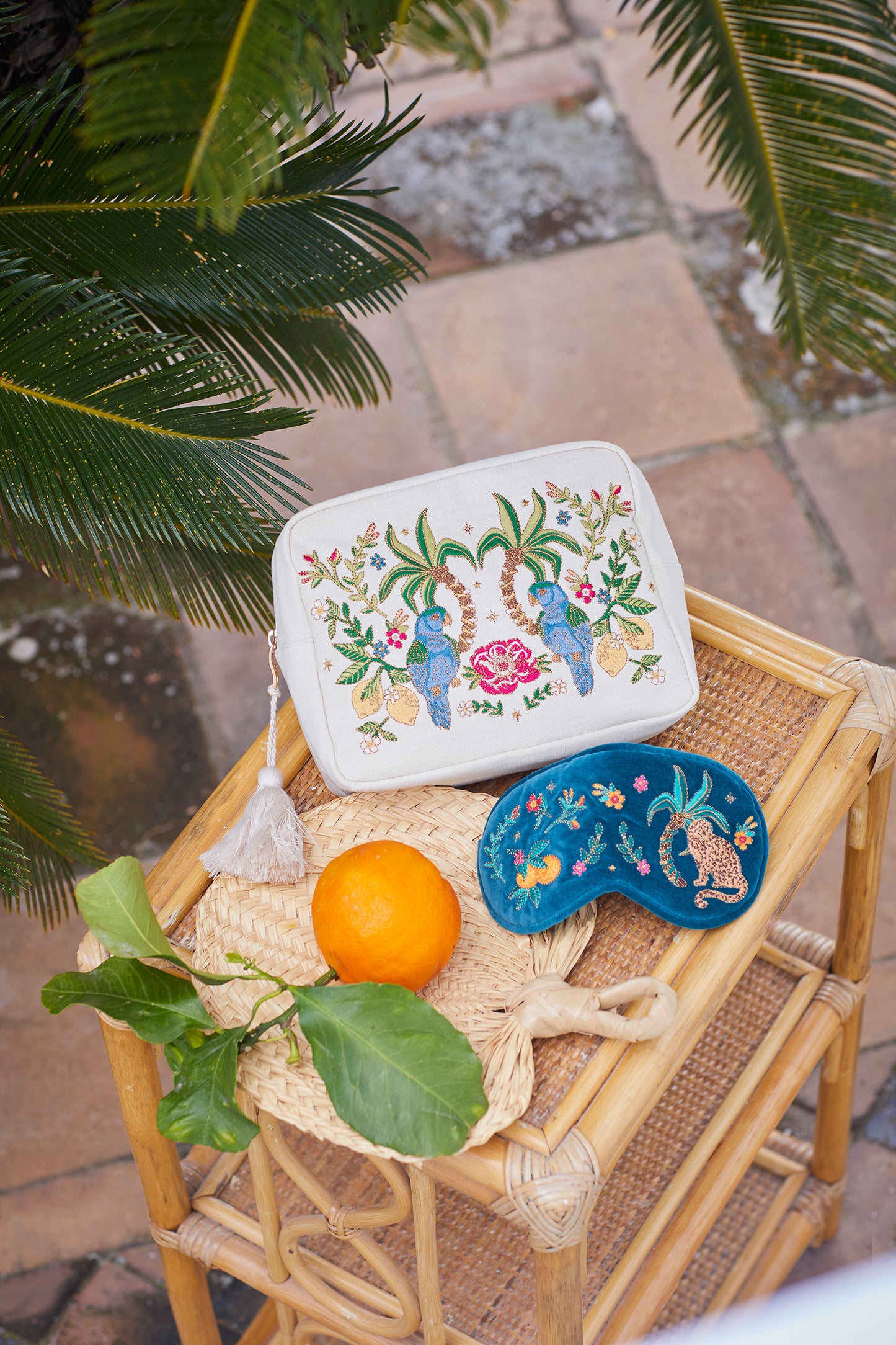 Tropical Parrot Velvet Wash Bag