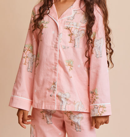 Kids' Cotton Sateen Elephant Pyjamas