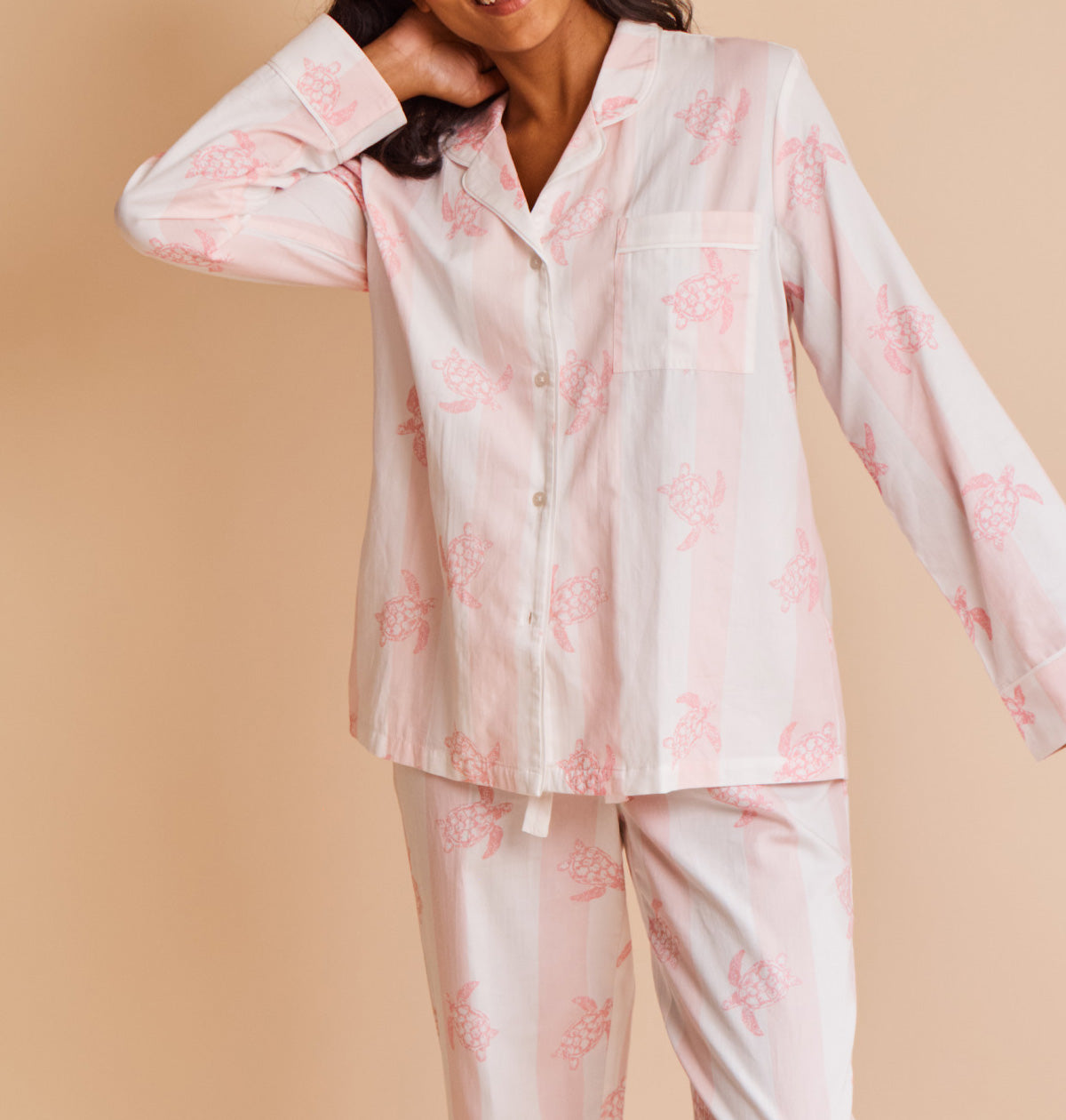 Cotton Sateen Turtle Stripe Pyjamas