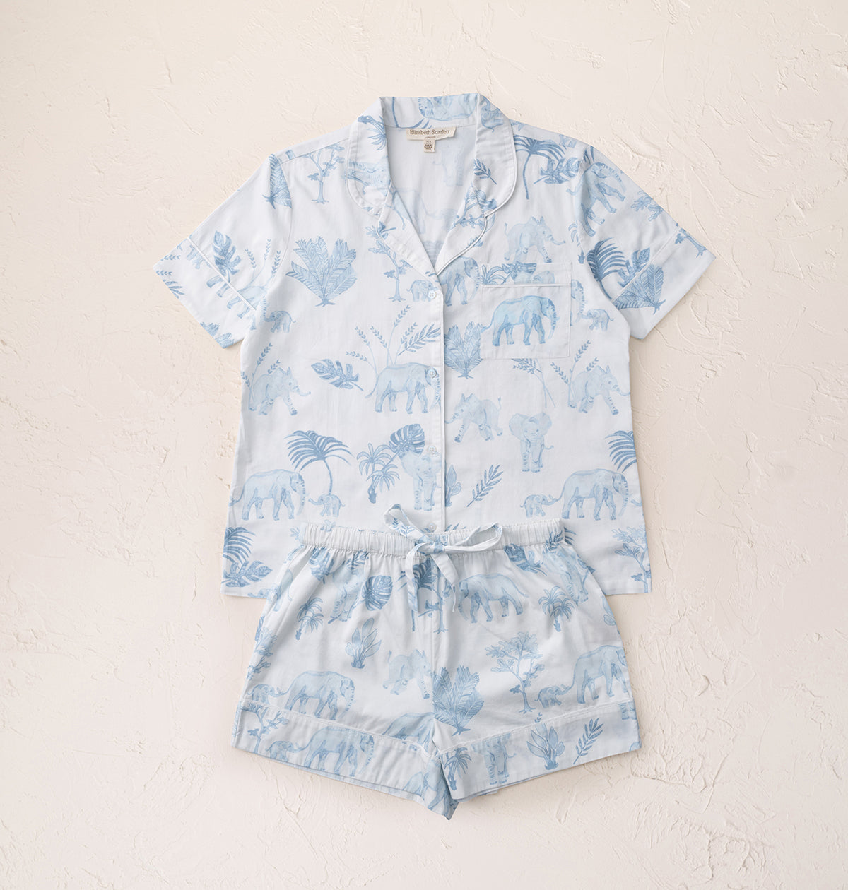 Cotton Sateen Elephants Short Pyjamas