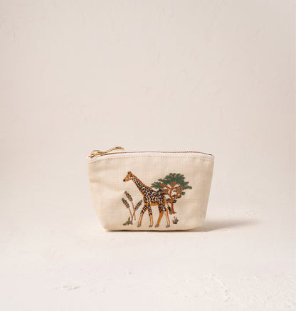 Giraffe Herd Cream Coin Purse - Cream