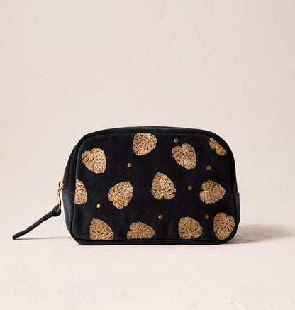 Gold Jungle Leaf Makeup Bag