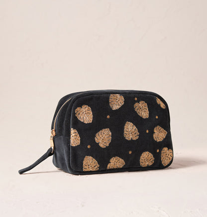 Gold Jungle Leaf Makeup Bag