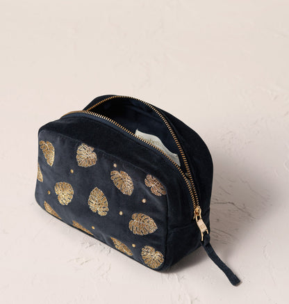 Gold Jungle Leaf Makeup Bag