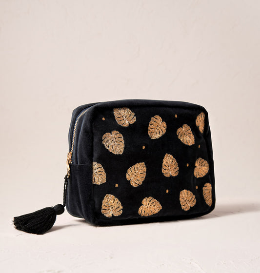 Gold Jungle Leaf Wash Bag