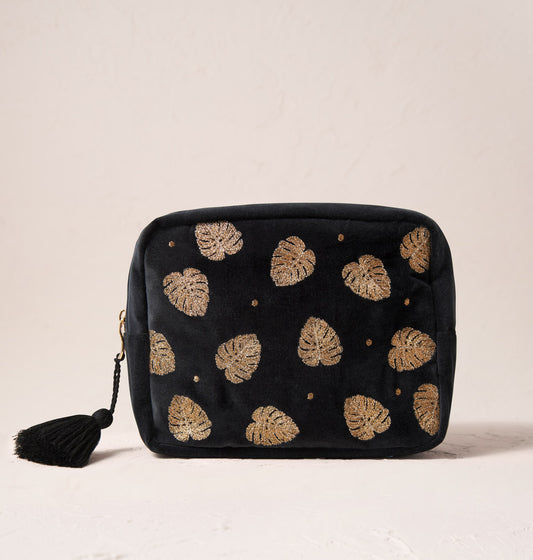 Gold Jungle Leaf Wash Bag