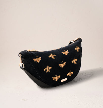 Honey Bee Velvet Crossbody Sling Bag