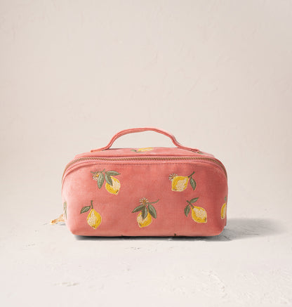 Lemon Blossom Open Flat Makeup Bag