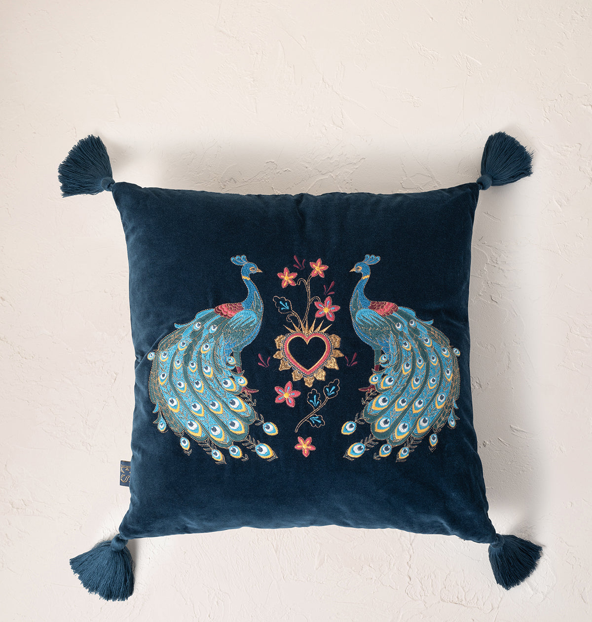 Peacock Floral Cushion Cover