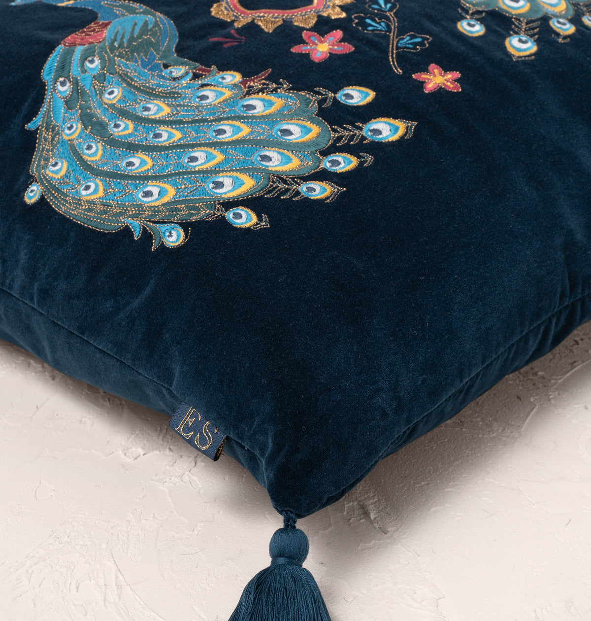 Peacock Floral Cushion Cover