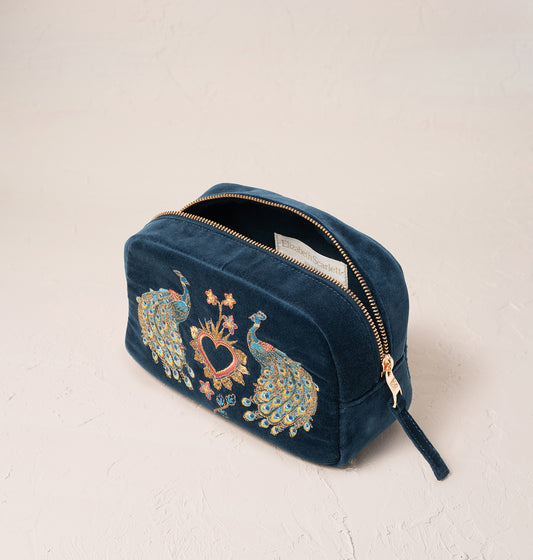 Peacock Floral Makeup Bag