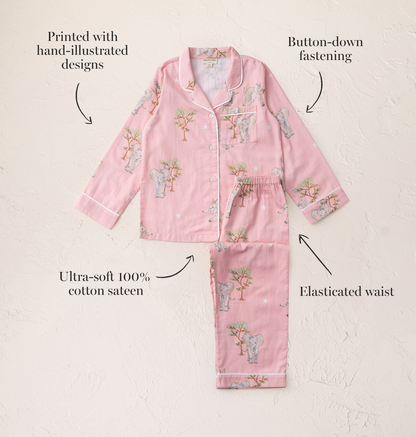 Kids' Cotton Sateen Elephant Pyjamas