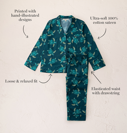 Cotton Sateen Turtle Pyjamas