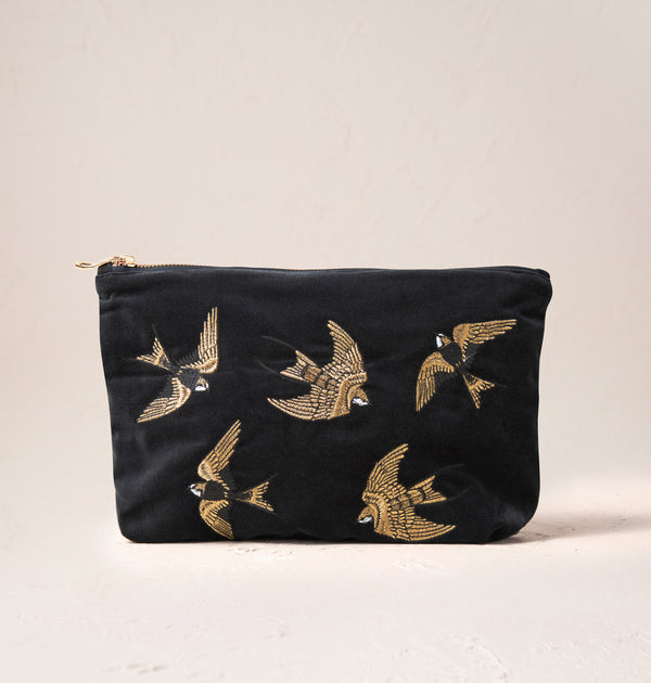 White Clutch Bag Embroidered Birds Party Clutch Gift 