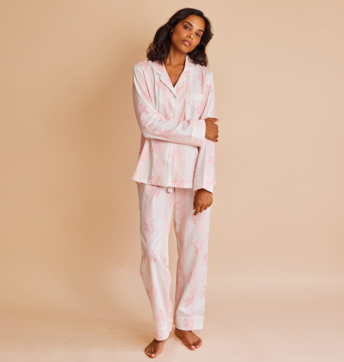 Cotton Sateen Turtle Stripe Pyjamas