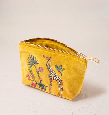 Wild Giraffe Palm Mustard Yellow Coin Purse - Mustard Yellow