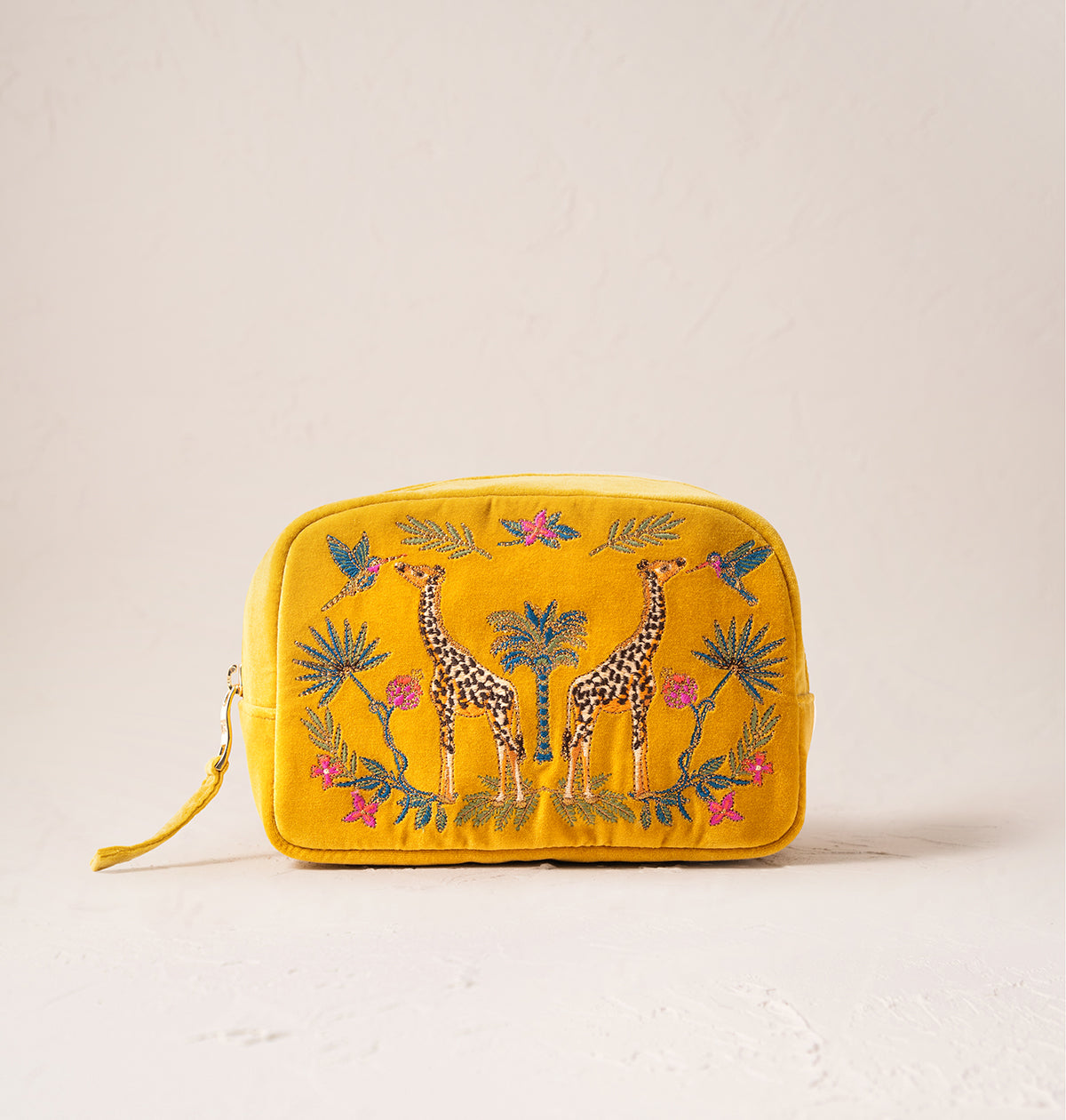 Wild Giraffe Palm Mustard Yellow Makeup Bag - Mustard Yellow