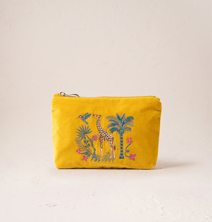 Wild Giraffe Palm Mustard Yellow Mini Pouch - Mustard Yellow