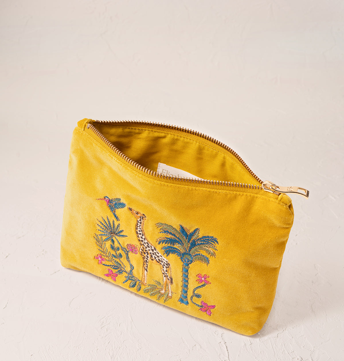 Wild Giraffe Palm Mustard Yellow Mini Pouch - Mustard Yellow