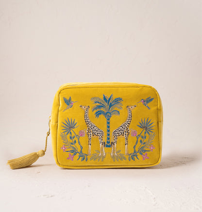 Wild Giraffe Palm Mustard Yellow Wash Bag - Mustard Yellow