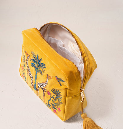 Wild Giraffe Palm Mustard Yellow Wash Bag - Mustard Yellow